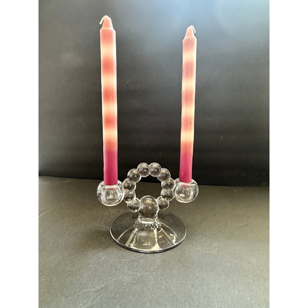 Vintage 1940's Imperial Glass Co. Double Candlestick Holders - Picture 6 of 9